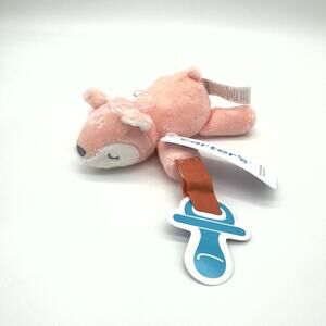 Carter’s Pink Fawn Deer Pacifier Loop Holder Plush Baby Toy Rattle 7” New